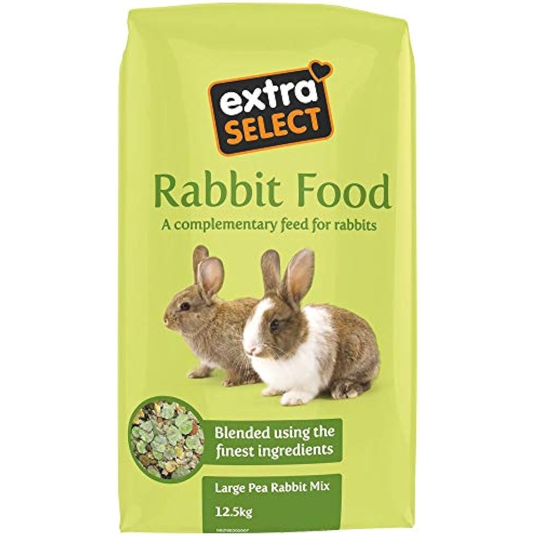 Extra Select Premium Large Pea Rabbit Mix - Peaflakes, Rabbit Muesli, Small Nuggets and Natural Forage Bunny Food - 12.5kg
