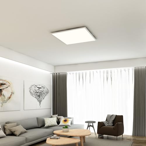 Briloner Leuchten 7192-016 - LED Ceiling lamp Panel, LED lamp, Living Room lamp, Ceiling Light, Ceiling Spotlight, 38W, Square, White 59.5 cm