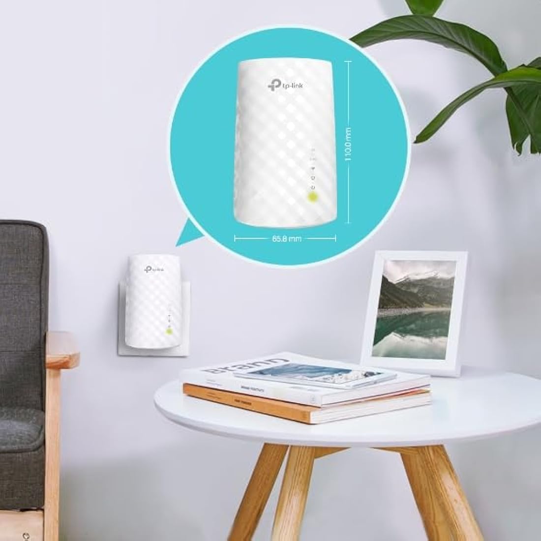 TP-Link RE220 WiFi Extender Booster, Dual-Band AC750 Mbps Range Extender Repeater with Ethernet Port, Connect Wired Devices, Works as a Wireless Adapter, Connect up to 32 Devices,Simple Two-Step Setup