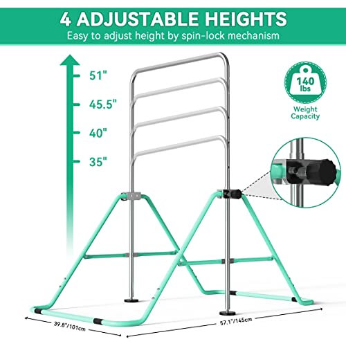 FBSPORT Gymnastics Bar, Folding Horizontal Bar Gymnastics Equipment for Kids Home Training, Expandable Gymnastics Training Bar Junior with Adjustable