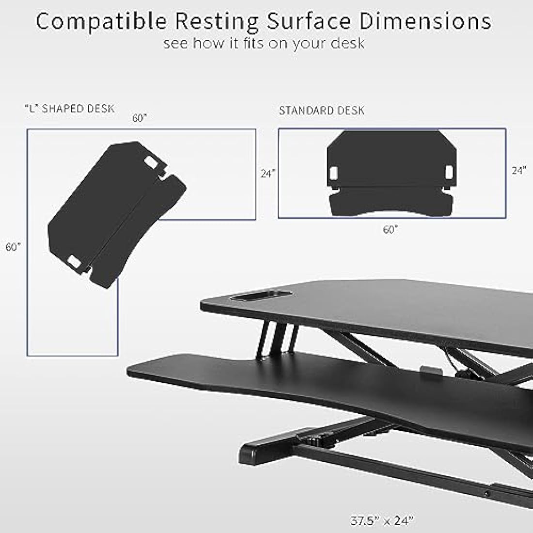 VIVO Extra Wide Corner Height Adjustable 97 cm Stand up Desk Converter, Sit Stand Tabletop Dual Monitor and Laptop Riser Workstation, Black, DESK-V000KL