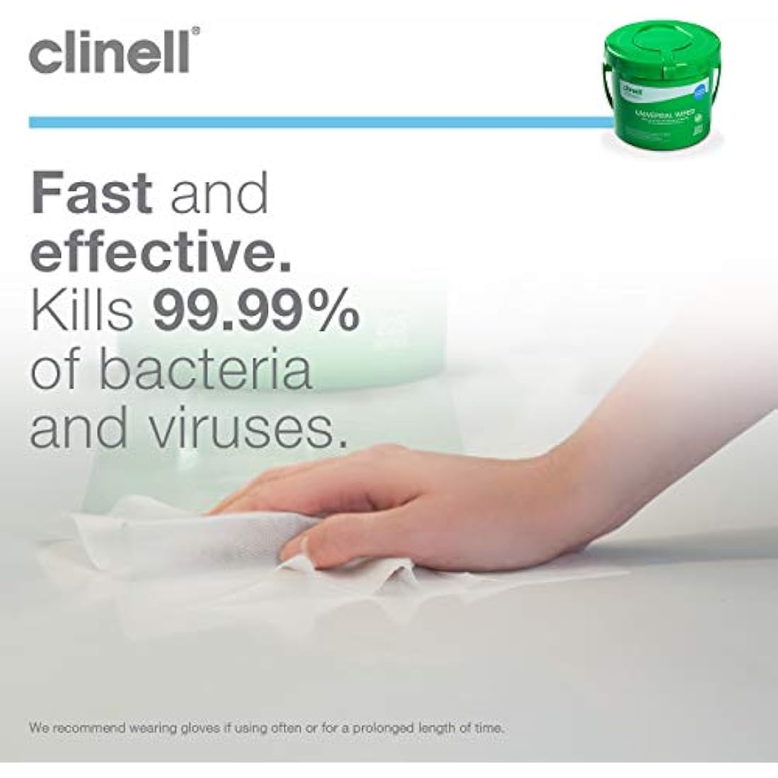 Clinell Universal Cleaning and Disinfectant Wipes for Surfaces - 4 x Buckets of 225 Wipes (900 Wipes Total) - Multi Purpose Wipes, Kills 99.99% of Germs, Effective from 30 Seconds