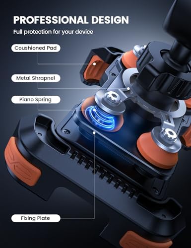 Lamicall Motorbike Phone Holder [Dual Anti-Shock] - 2025 Motorcycle Phone Mount, Universal Bike Phone Holder for iPhone 16 15 14 13 12 Pro Max Plus Mini, Samsung S23, 4.7-6.7" Phone - Orange