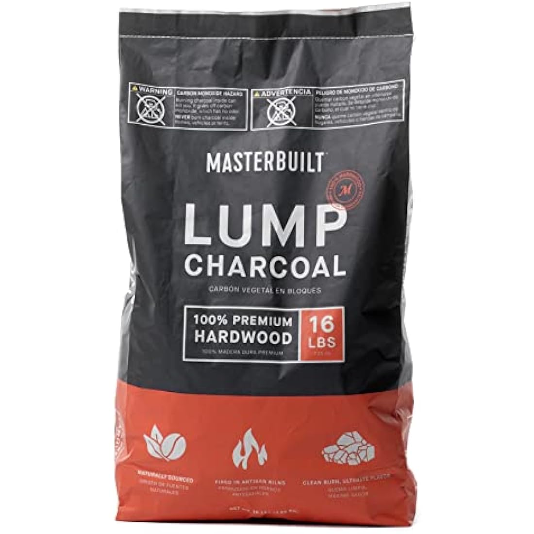 Masterbuilt MB20091621 Natural Reusable Lump Charcoal for BBQ, Smoking, Grilling. 16lbs , Black