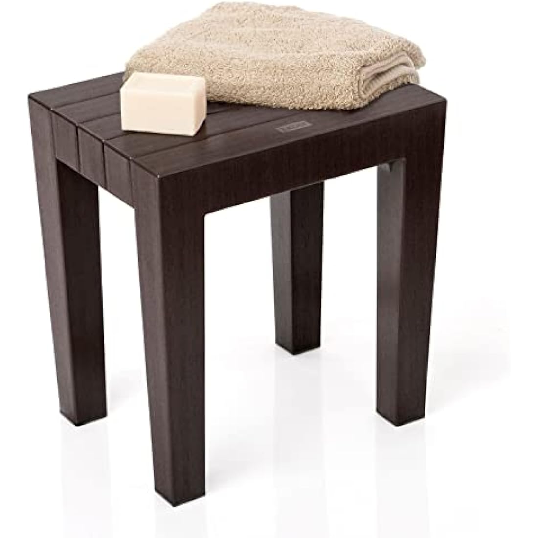 Tatay Lombok Rectangular Bench, Polypropylene, BPA Free, Wood Effect, Anti-UVA protection, Max 130KG, suitable for indoor and outdoor, Gray. Dimensions 38x29x41cm