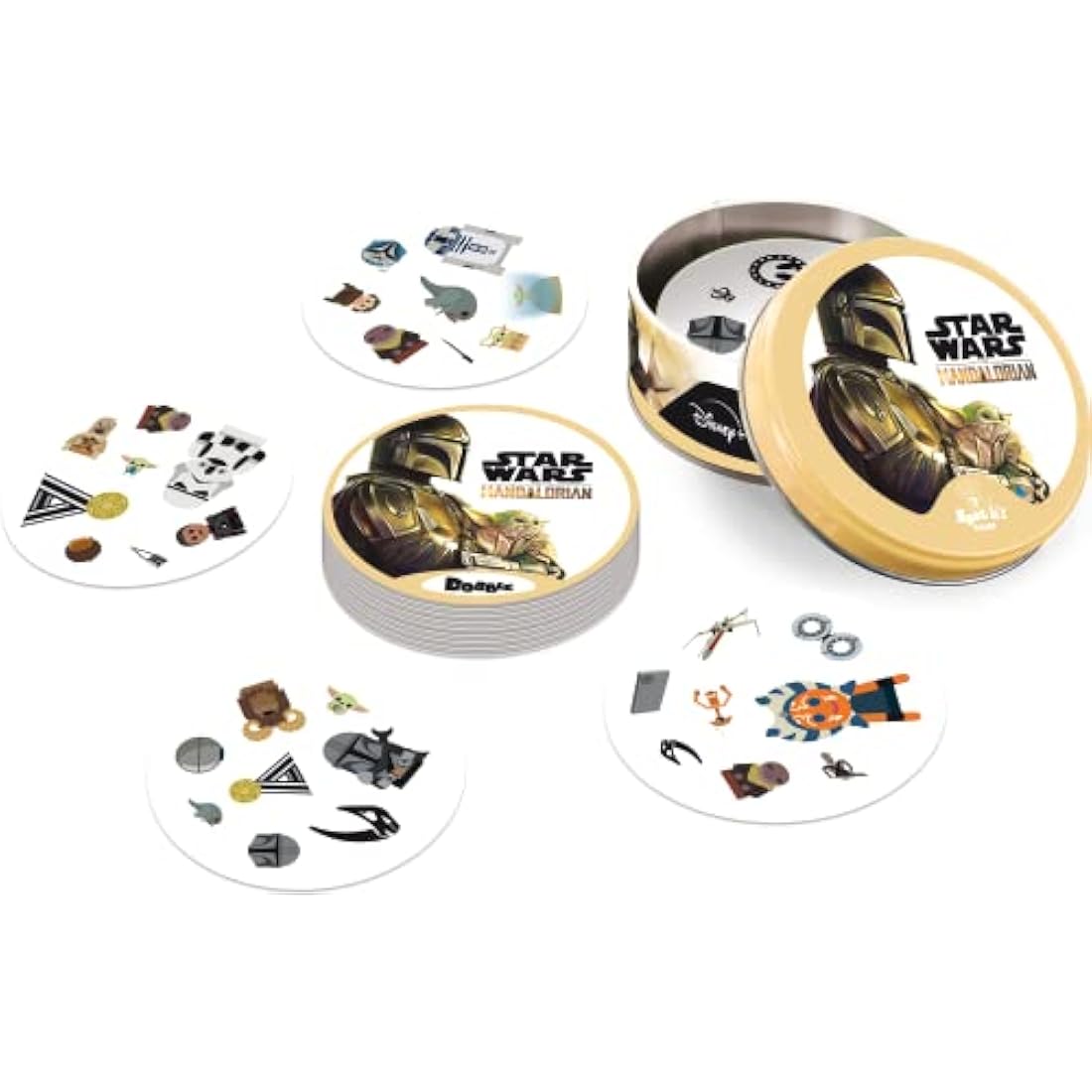 Asmodee | Dobble Star Wars Mandalorian | Card Game | Ages 6+ | 2-8 Players | 15 Minutes Playing Time