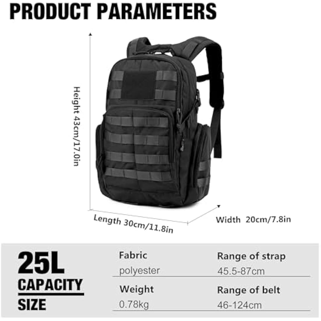 Mardingtop 25L Military Tactical Backpack Practical Rucksack for Men with Molle System Outdoor Hiking Backpack Army Backpack for Hiking, Traveling, Mountaining