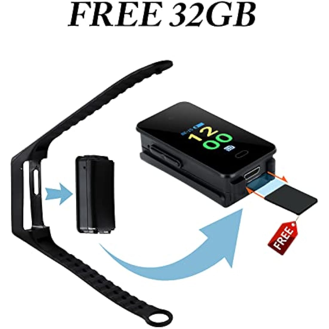 OTADUG Spy Camera, 1080P Hidden Camera Capable of Recording Video and Audio, Mini Hidden Spy Camera with 32GB SD Card, Mini Spy Watch with Time Display