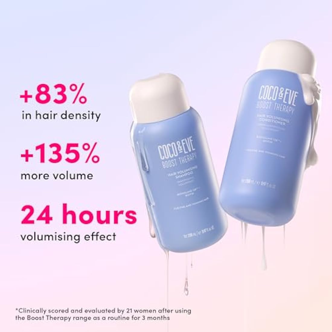 Coco & Eve Boost Therapy Hair Volumising Shampoo & Conditioner Bundle Set. With Biotin to Target Fine, Thinning Hair. For Thickening, Nourishing, and Improving Volume, Density & Shine. (560 ml)