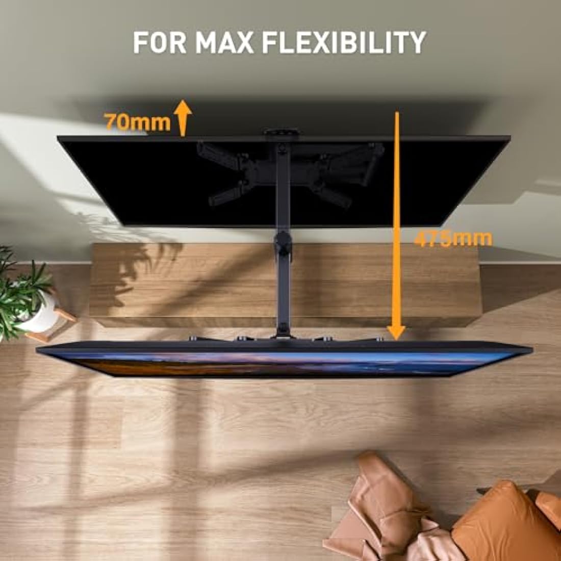 Perlegear TV Wall Bracket for 26-60 Inch Flat & Curved TVs up to 45kg, Swivels Tilts Extends TV Wall Mount, VESA 75x75mm up to 400x400mm, PGMFK6