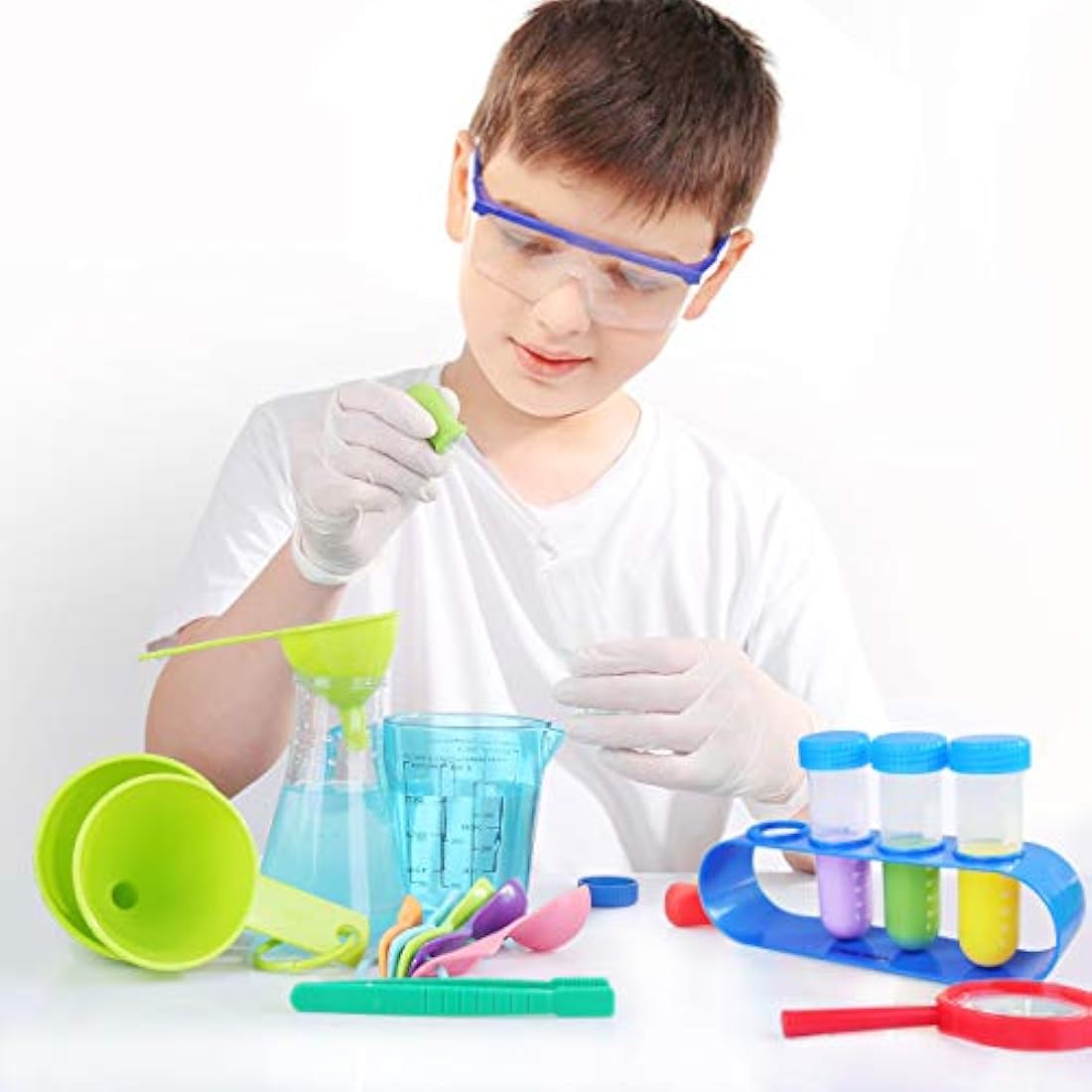 Kids Science Experiment Kit with Lab Coat Scientist Costume Dress Up and Role Play Toys Gift for Boys Girls Kids Christmas Birthday Party