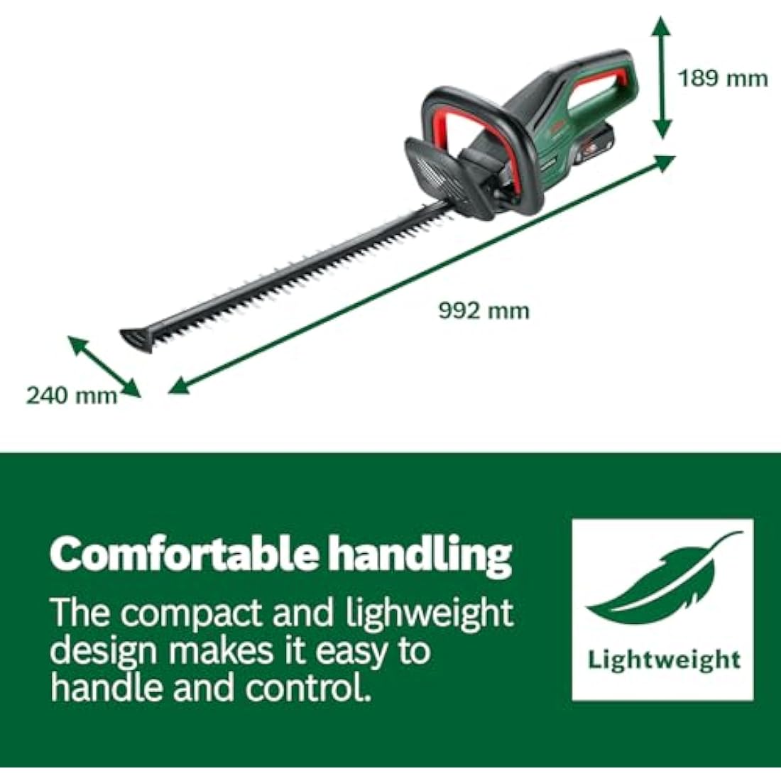 Bosch Cordless Hedge Cutter UniversalHedgeCut 18V-50 (Without Battery, 18 Volt System, Brushless Motor, Blade Length: 50 cm, in Carton Packaging)