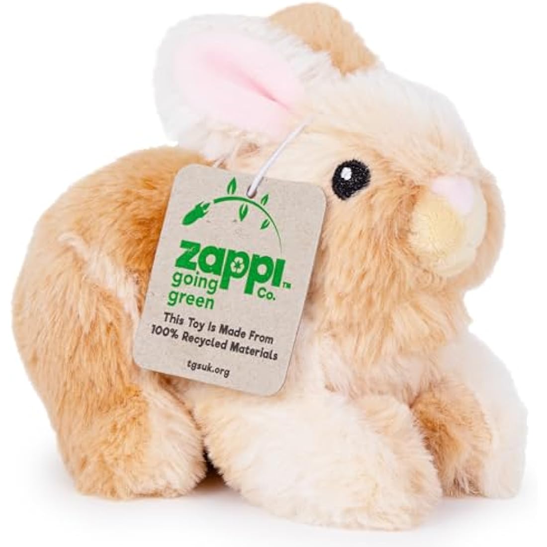 Zappi Co 100% Recycled Plush Rabbit Toy (15cm Length) Stuffed Soft Cuddly Eco Friendly animals Collection For New Born Child First kid