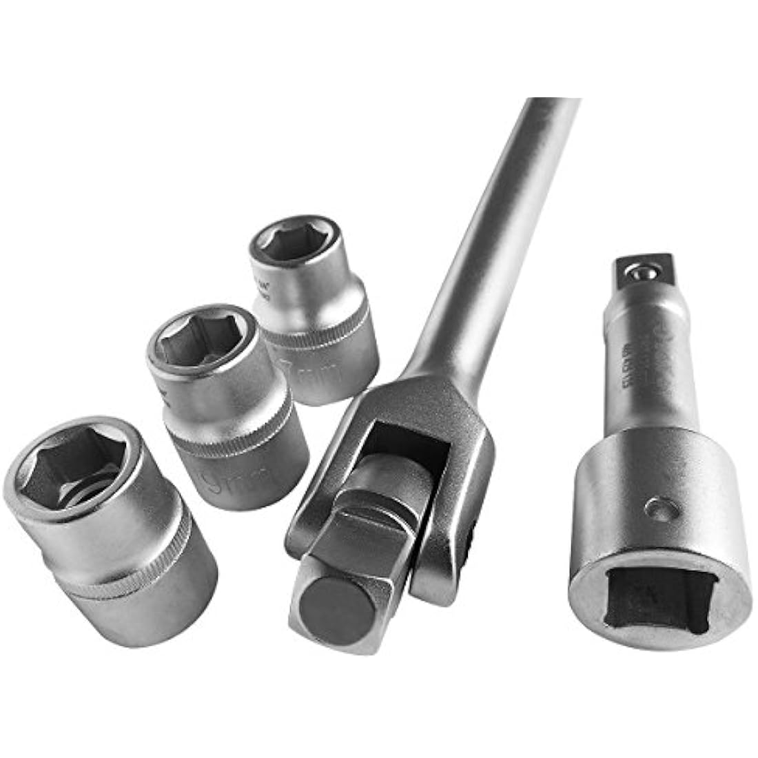 S&R Breaker Bar, Flex Socket Drive Handle Set 3/4 Inch with Extension and 3 Sockets 17mm, 19mm, 21mm, Rotary Push Handle 600 mm, Extra Resilient Ø 22 mm Shatterproof - Industrial Quality
