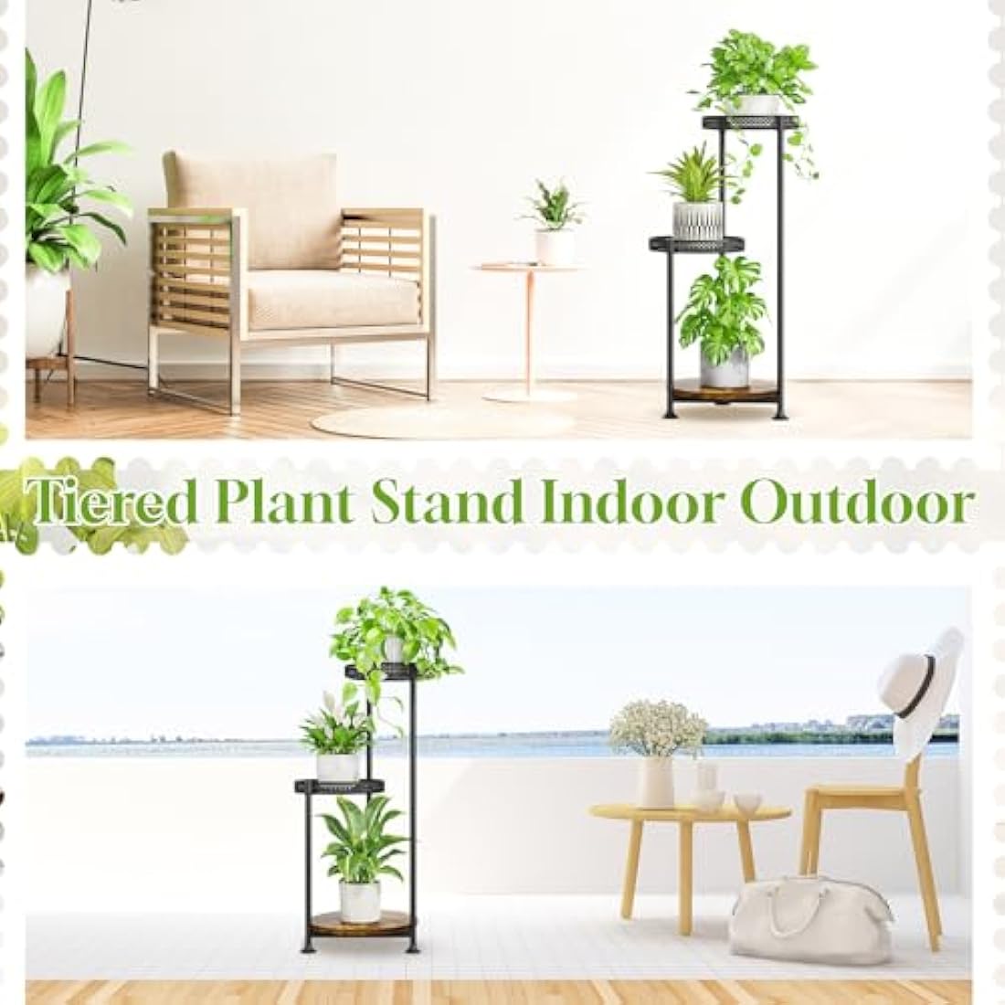 LyTaispuly 3 Tier Plant Stands for Indoor Outdoor, Tierd Metal Corner Plant Stand Holder, Flower Shelf Display Rack for Living Room Balcony Garden Patio, Black