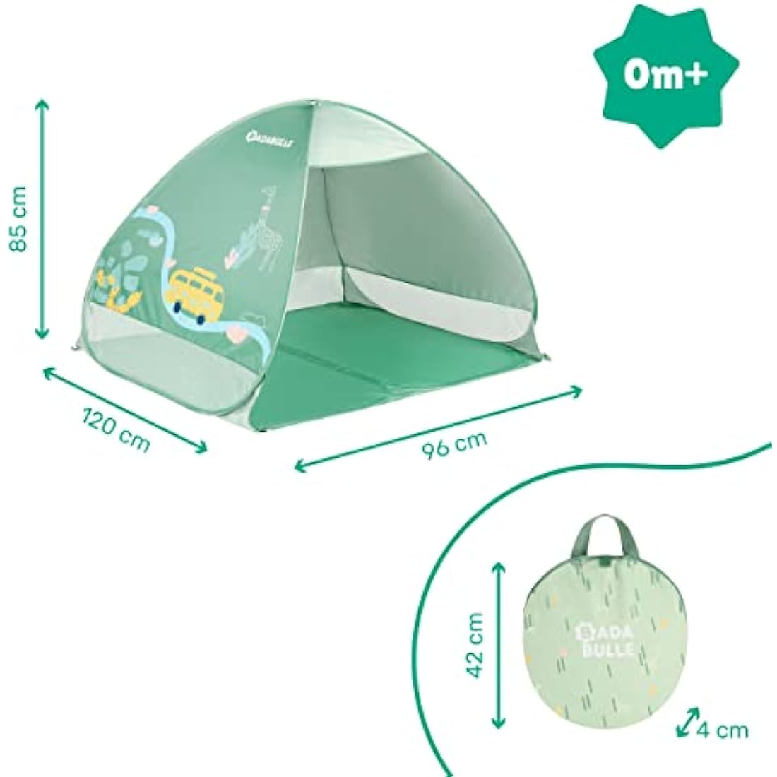 Badabulle Baby Tent with UV Sun Protection UPF 50+ | Baby Sun Shade Tent | Beach Tent