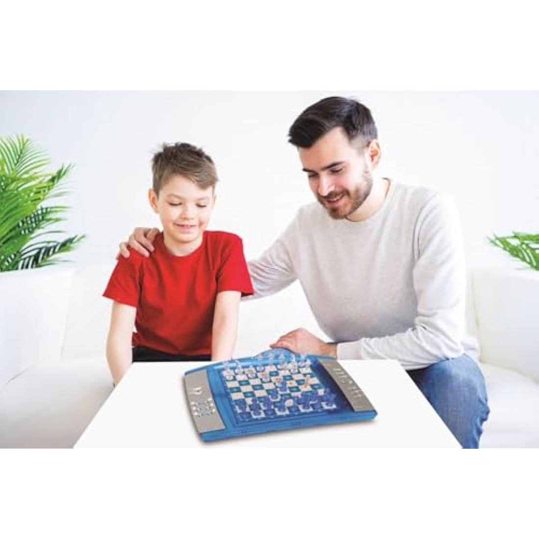 Lexibook, ChessLight, Electronic Chess Game with Touch, Sensitive Keyboard and Light and Sound Effects, 32 Pieces, 64 Levels of Difficulty, Battery, Blue/Grey, LCG3000
