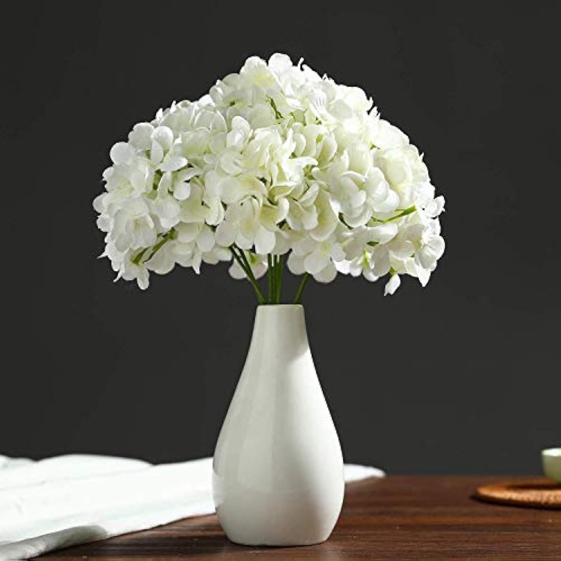 Tifuly 12Pcs Artificial Hydrangeas, Realistic Silk Hydrangeas Flower Heads with Stems Fake Flowers for Wedding Bridal Bouquets, Home Office Party Decor, Floral Arrangements, Centerpiece(Cream White)