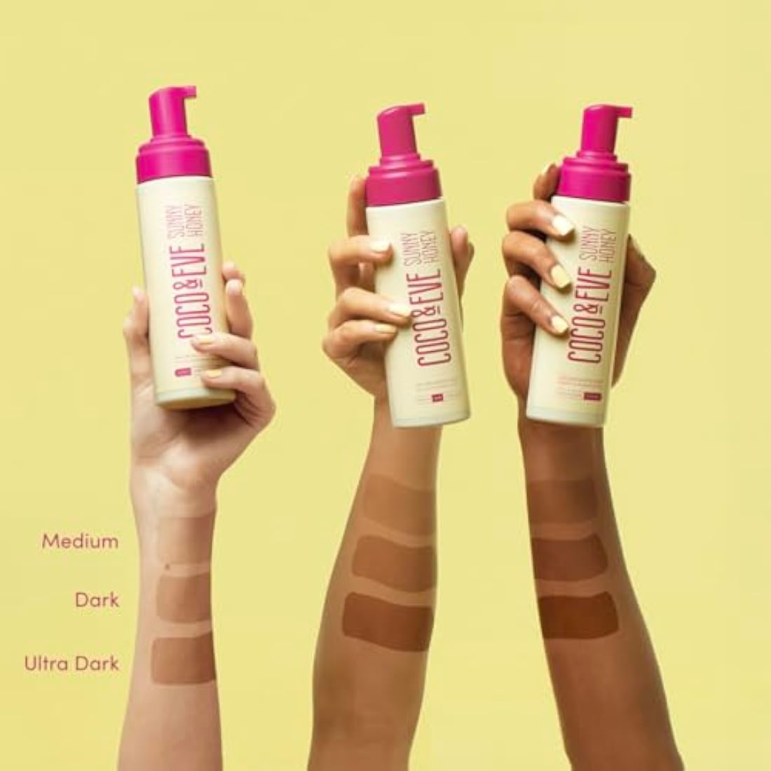 Coco & Eve Sunny Honey Bali Bronzing Bundle. All Natural Sunless Tanning Mousse. Instant Self Tanning Lotion with Bronzer, Mitt Applicator and Kabuki Brush. (Medium)