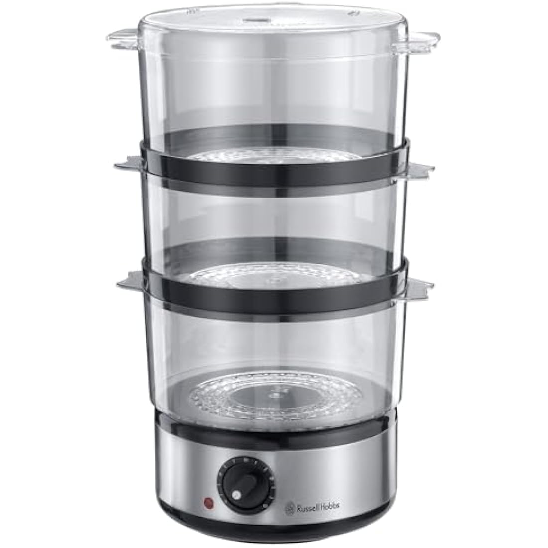 Russell Hobbs 3 Tier Electric Food Steamer, 7L, Stackable baskets for easy storage, Dishwasher safe BPA free baskets, Rice bowl inc, 60 min timer, Healthy eating, Energy saving, 400W, 14453