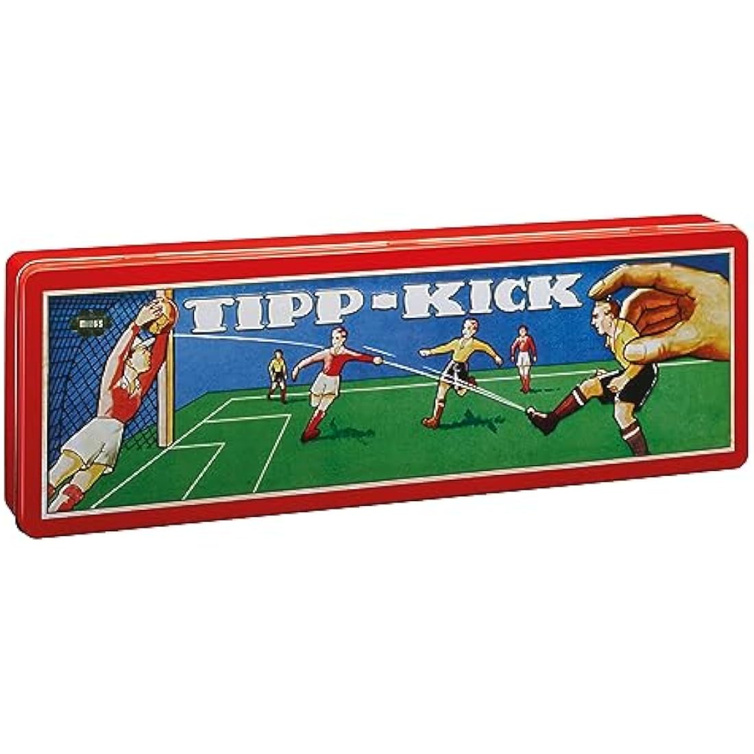 TIPP-KICK Retro 80x47 cm - The ready-to-play set with 2 x players, 2 x goalkeeper, 2 x metal goal, 2 x ball I Felt playing field