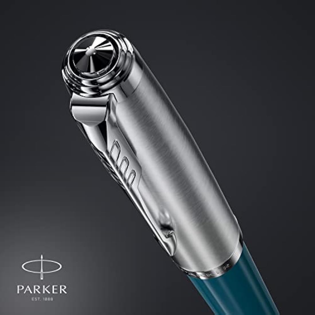 Parker 51 Ballpoint Pen | Teal Blue Barrel with Chrome Trim | Medium Point with Black Ink Refill | Gift Box