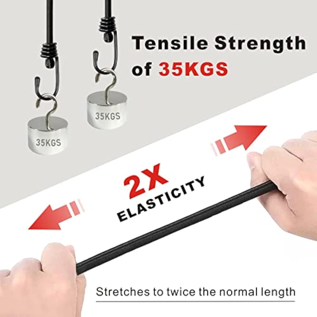 BEXSLE Bungee Cords With Hooks 2m long, Heavy Duty Outdoor Elastic Bungee Straps, No odour Industrial Grade bungee rope For Securing Tarps, Luggage, Tents, Bikes or garden tidying 80inch 4Pcs (Black)