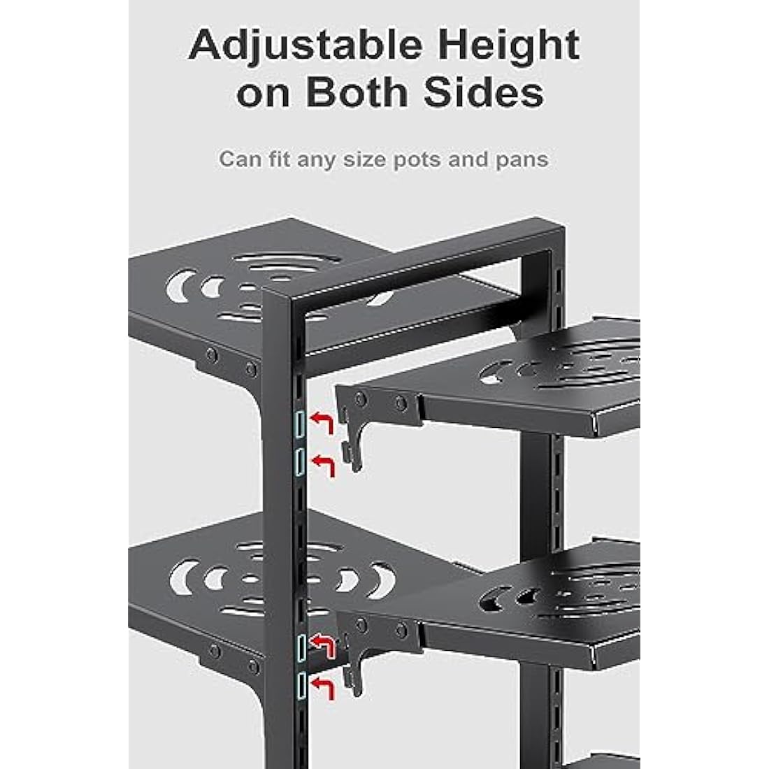 YANYYGu Pots and Pans Organizer for Cabinet, Heavy Duty Pot Pan Rack under Sink Organizers and Storage，Kitchen Cabinet Organizer with 7 Adjustable Tiers