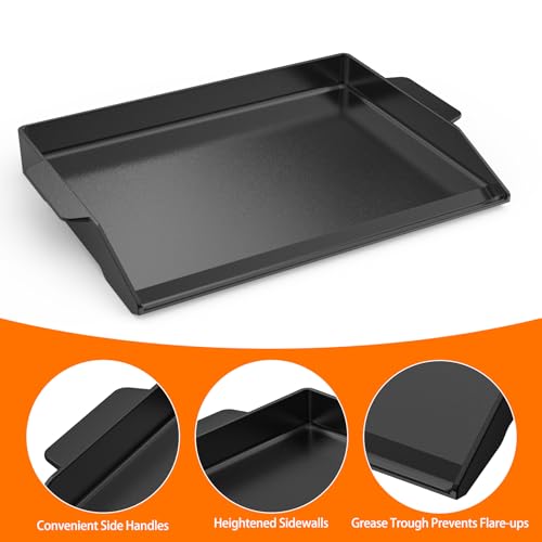 Onlyfire Universal Enamelled Cast Iron Griddle Plancha, Non-Stick Coating Grill Plate with Extra High Sidewalls for All Gas Grills and Gas Hob,