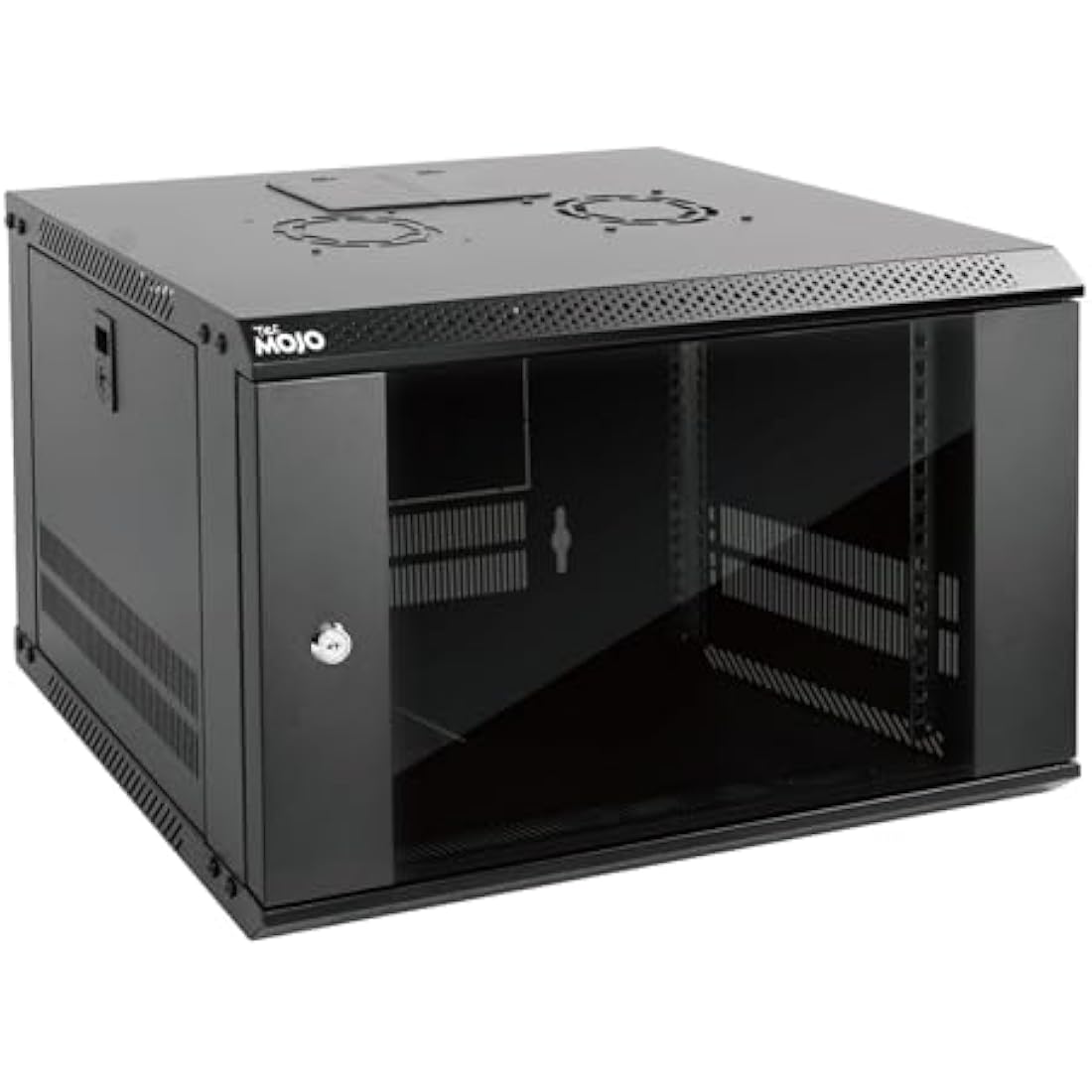 Tecmojo 6U 450mm Deep Wall Mount Server Cabinet IT Network Rack Enclosure, Lockable Door and Side Panels Black, Standard Glass Door, for 19” IT Equipment, A/V Devices, Flat Package