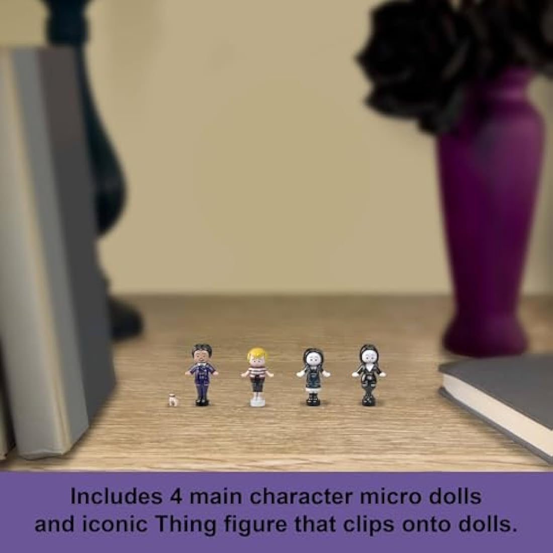 Polly Pocket Collector Playset, The Wednesday Addams Family Compact with 4 Special Edition Character Dolls and 1 Accessory, HXW25