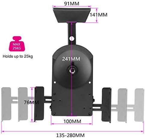 suptek Dual Side Clamping Bookshelf Speaker Wall Mounting Bracket Adjustable for Large Surrounding Sound Speakers, Hold up to 25kgs Each Black SPM201 (2 Packs)
