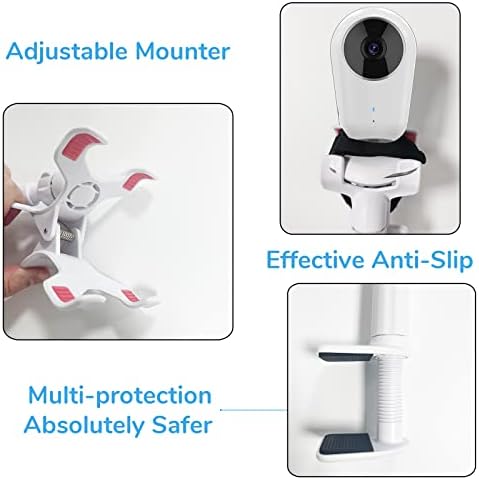 TakTark Baby Monitor Holder,Universal Baby Camera Stand Secure with Straps & Clamp to Furniture, No Drilling Required Flexible Baby Camera Mount, Compatible with Most Baby Monitors Camera