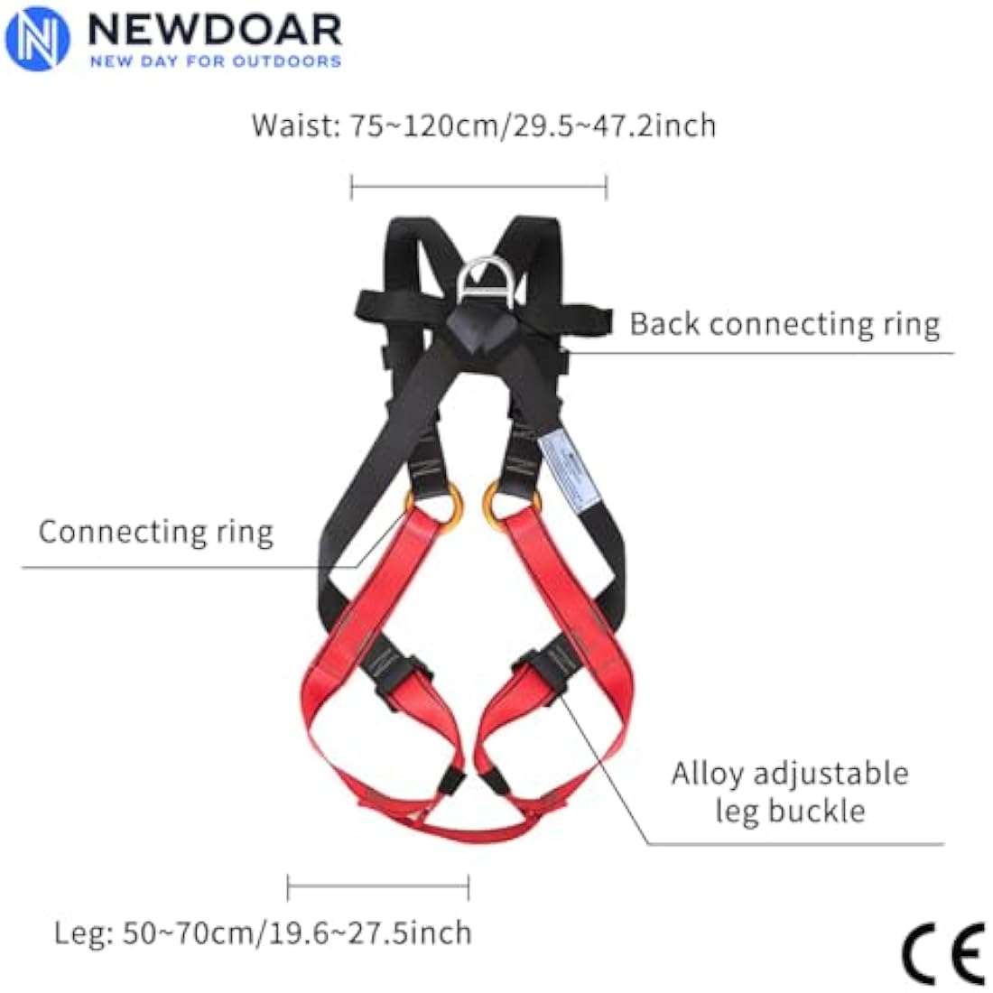 NewDoar Climbing Harness CE Certification Rock Climbing Rappelling Equipment Full Body Harness Guard Protect Rappelling Rescuing Equipment