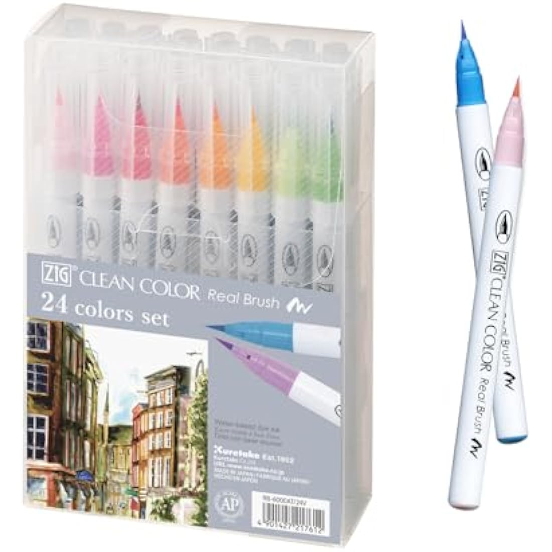 Kuretake Clean Color Real Brush Watercolour Brush Pens (Set Of 24 Colours)