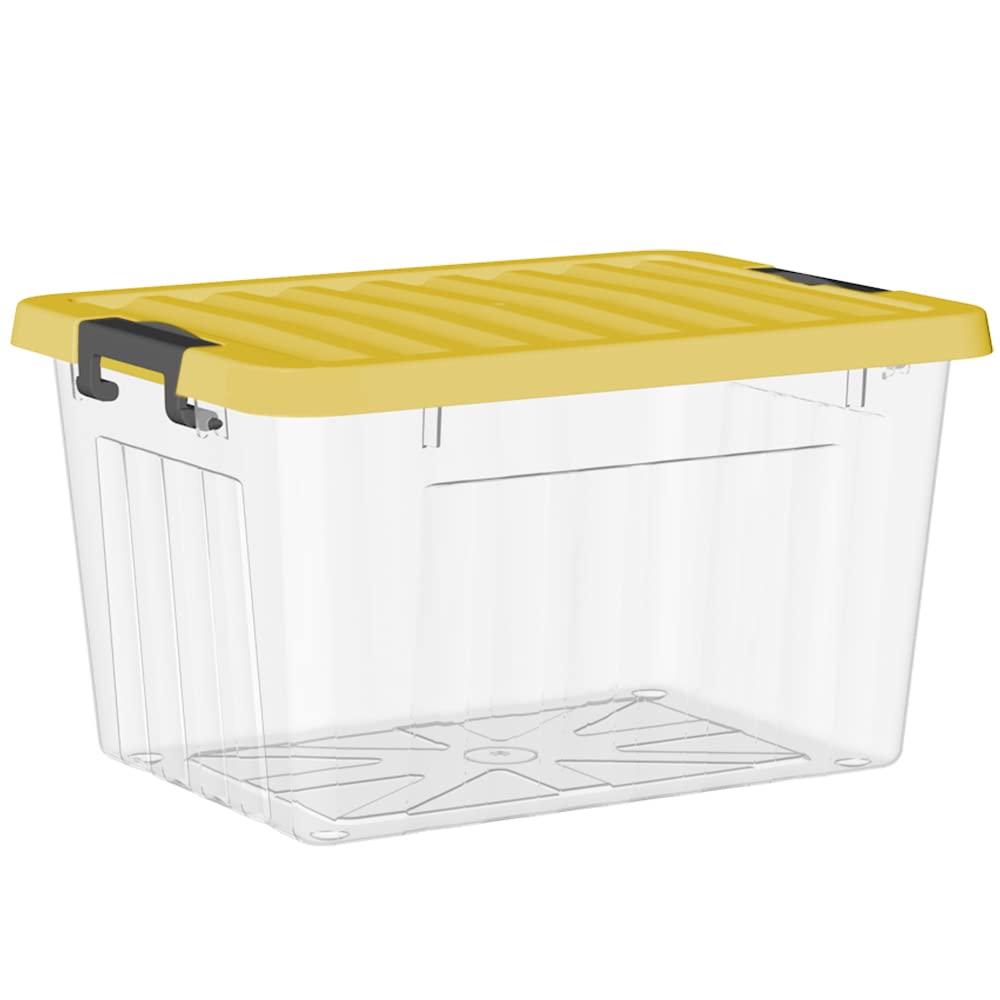 Cetomo 15L*6 Storage Boxes with Lids, Plastic Storage Box with Secure Side Latches, PP Nestable and Stackable Clear Organizer for Home, Office