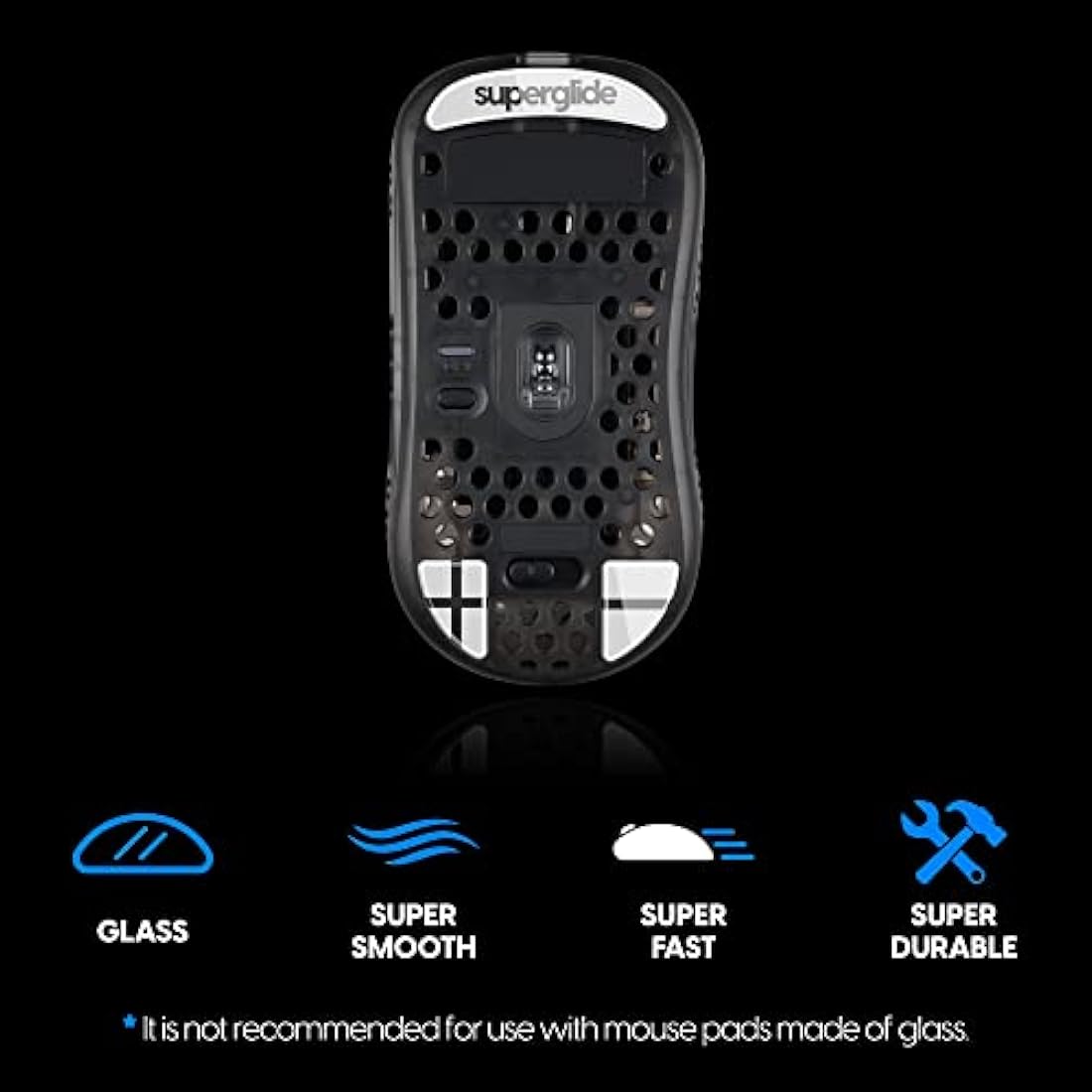 Superglide - Fastest and Smoothest Mouse Feet/Skates Made with Ultra Strong Flawless Glass Super Fast Smooth and Durable Sole for Xtrfy MZ1 Wireless