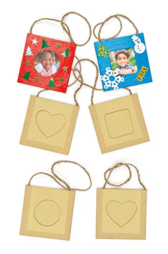 Baker Ross E7573 Design Your Own Hanging Photo Frames (Pack of 12) For Kids to Decorate and Display, Brown