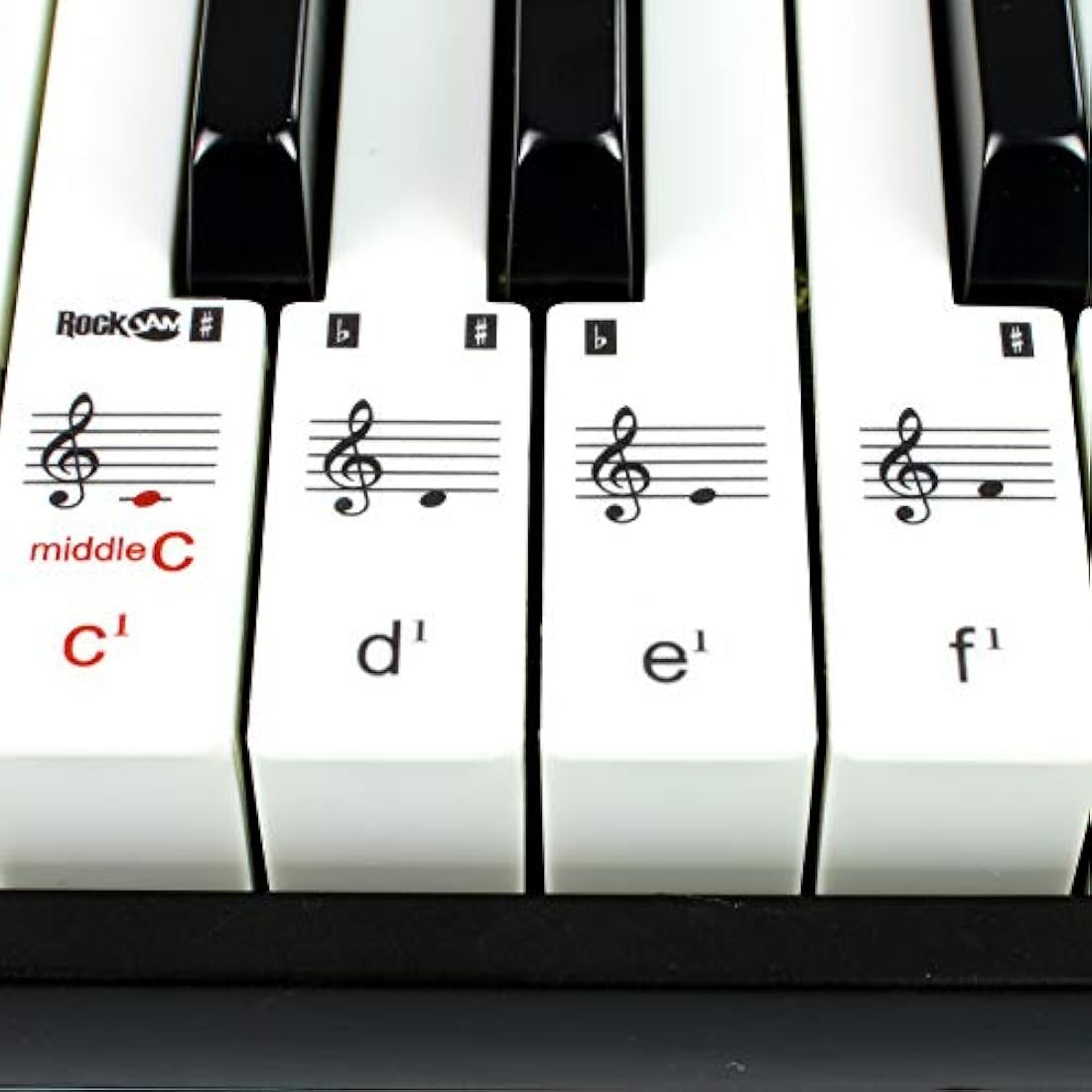 RockJam 49 Key Keyboard Piano with Power Supply, Sheet Music Stand, Piano Note Stickers & Simply Piano Lessons., Black