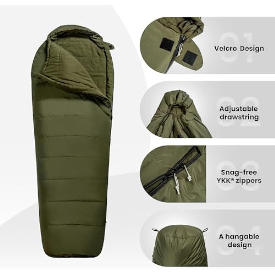 OneTigris Bushcrafter’s Sleeping Bags, Mummy Sleeping Bag for Camping Hiking Backpacking, Survival Gear