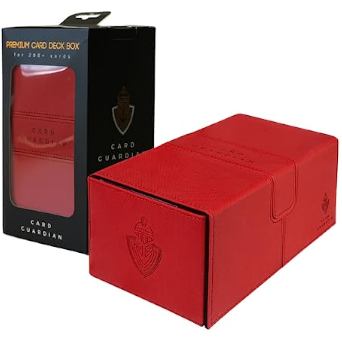 Card Guardian - Premium Double Deck Box for 200+ Cards Trading Card Games TCG (Red)