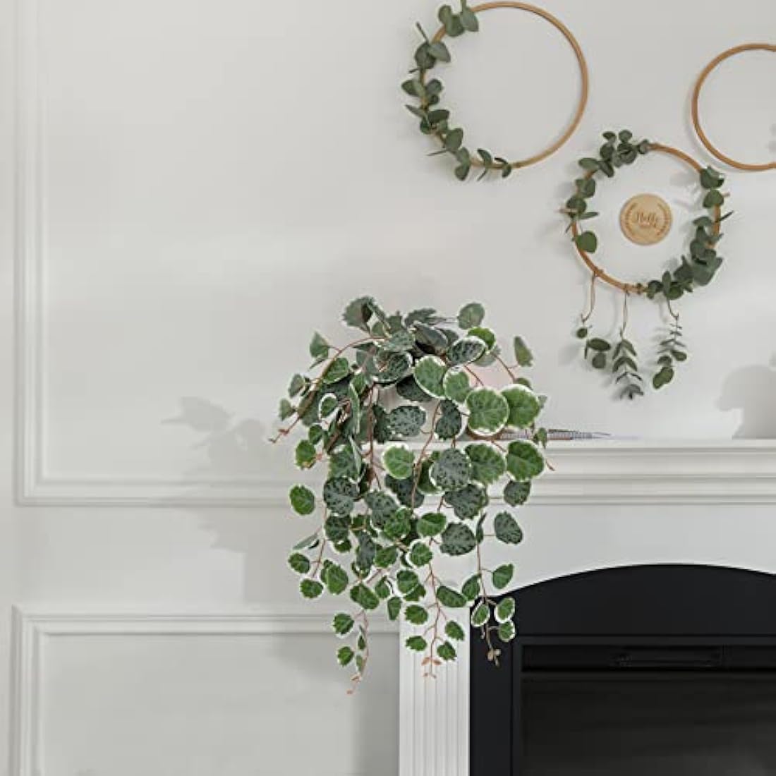Hollyone Trailing Artificial Plants Decorative Fake Potted Plants, String of Hearts Plants Indoors Outdoors, Faux Trailing Plants Greenery for Home, Wall, Living Room, Bedroom, Office Decor