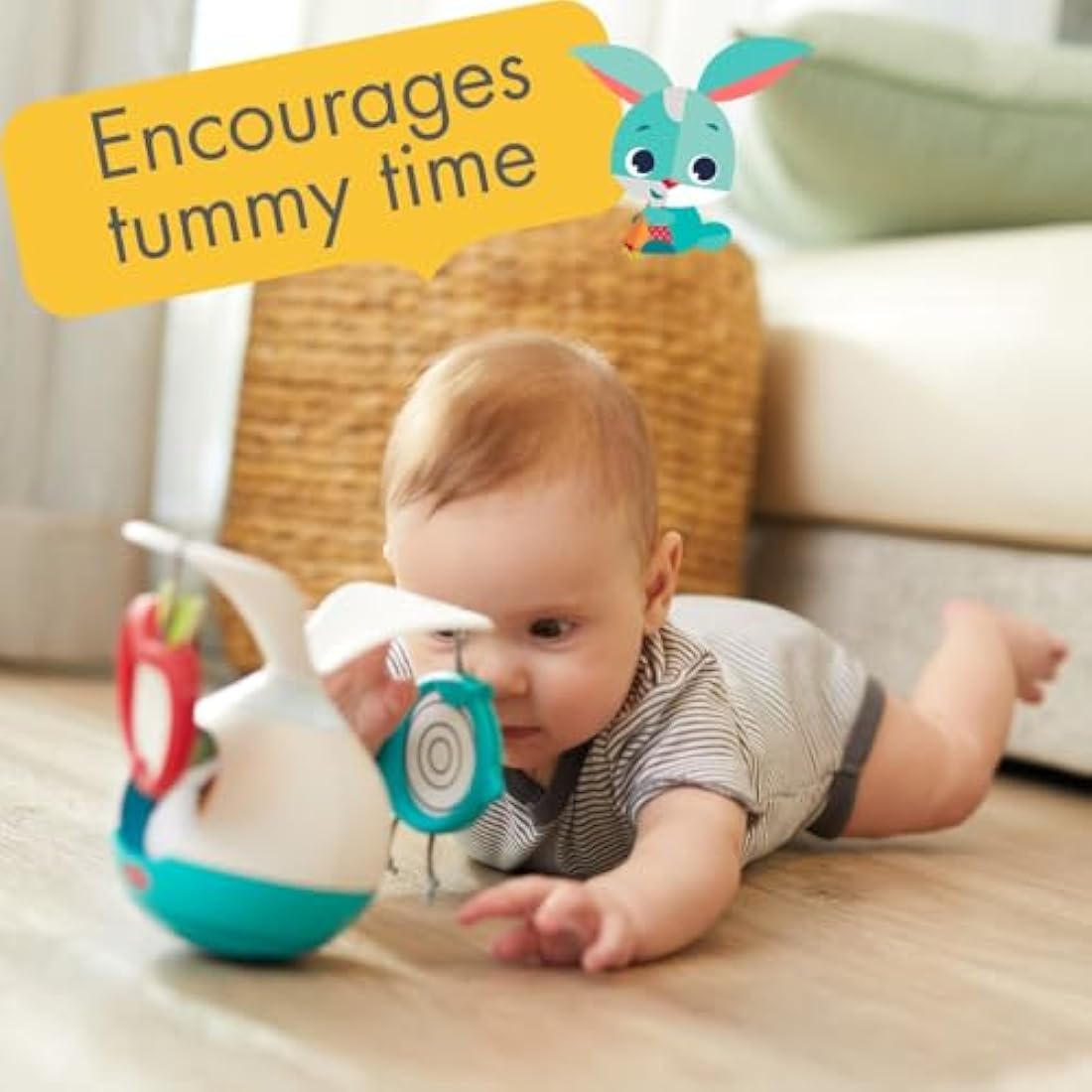 Tiny Love 2-in-1 Tummy Time Musical Mobile, 360° Rotating Baby Mobile with Music & Lights, 0+ Months, Portable Take-Along Stroller Mobile, Baby Musical Toy, 3 Music & Sound Modes, Meadow Days