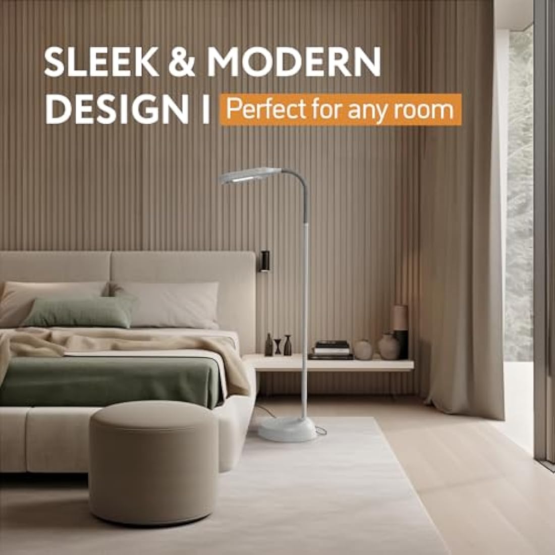 Kenley Daylight Lamp - Reading Light Floor Standing - Natural Bright Sunlight - Energy Saving Bulb for True Colours - Sturdy & Easy to Assemble - Standard Craft Lamps for Living Room or Bedroom