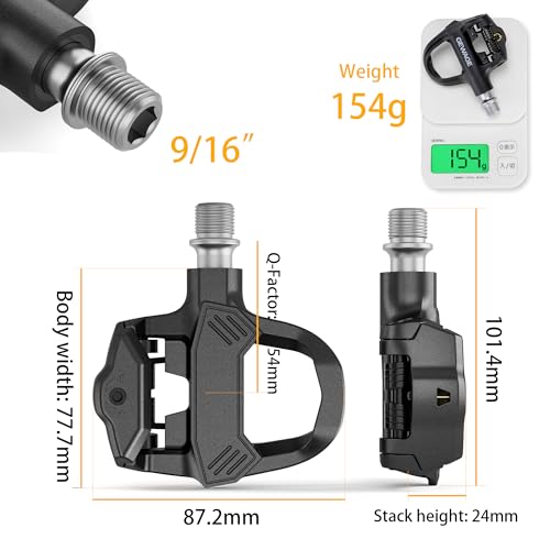 GEWAGE Click Pedals for Road Bikes, Adjustable Tension, Robust Composite Body, Compatible with Look KEO System, Includes Cleats and Mounting Hardware