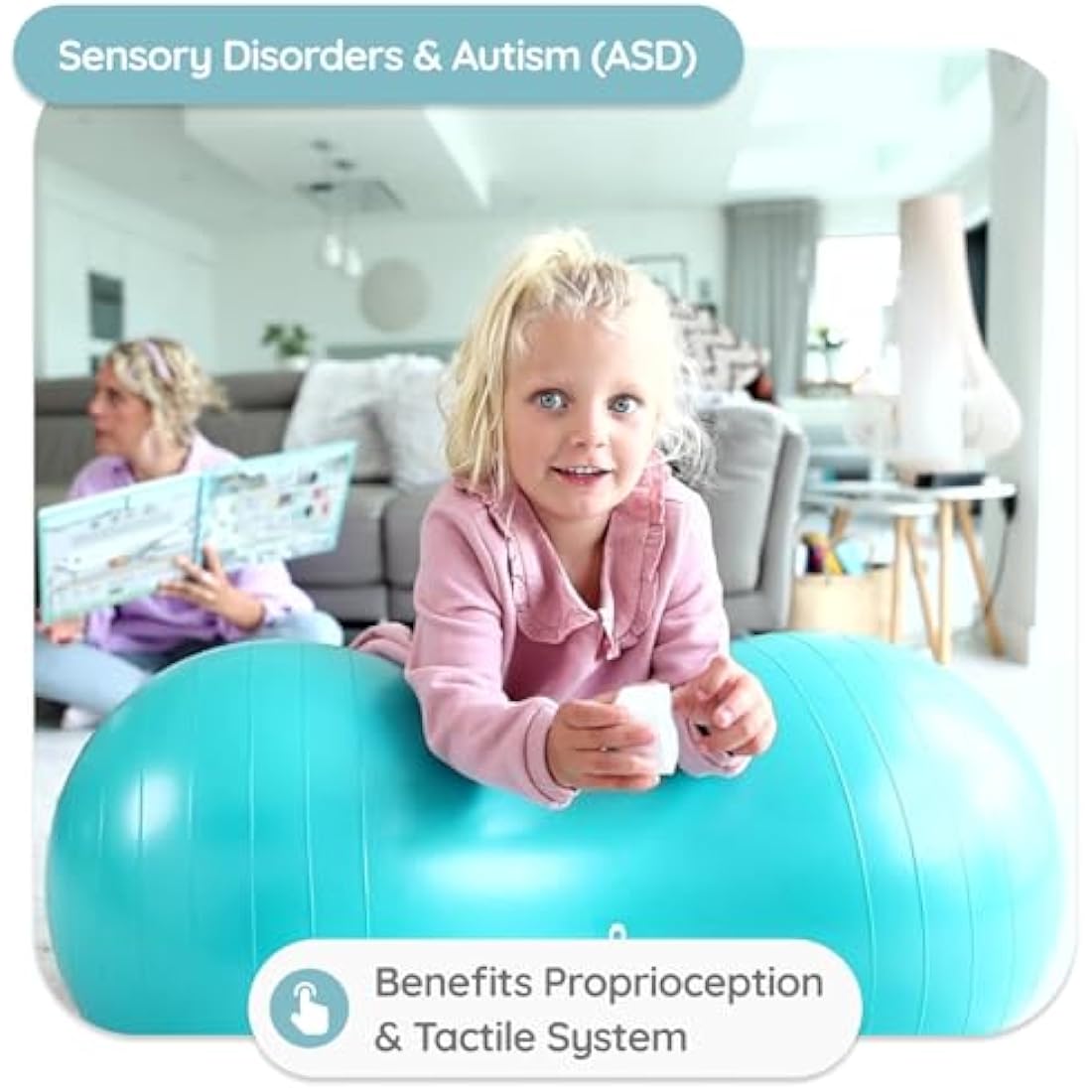 BABYGO® Sensory Exercise Ball | Peanut Ball for Kids Children | Autism Therapy Calming Development Activities Motor Skills | Exercise Book & Pump Included