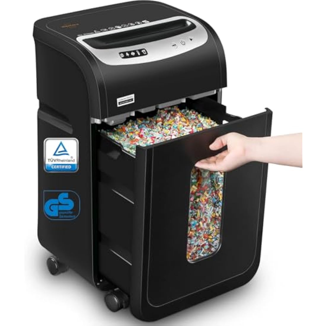 VidaTeco Mirco-Cut Paper Shredder Heavy Duty, 18-Sheet Shreds Paper/Card/Staple/Clip Paper Shredder for Home Office Use, Security Level P-4 Jam Proof System 30L Pullout Basket and Wheels