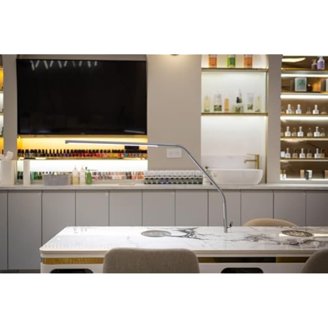 Daylight Slimline 4™ LED Table Lamp in Ice Grey - 6,000K, 3,200 Lux, 4 Brightness Levels, USB-C Charging Port, Anti-Glare Diffuser, Flexible Design, Art & Craft, Sewing, Nail Salon