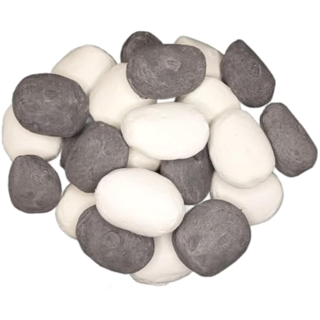The Stove Wizard Gas Fire Replacement Pebbles Coals 20 Ceramic Pebbles for Gas, LPG, Bio Ethanol and Electric Fires, 10 White and 10 Grey,Approximate size 60mm x 40mm x 40mm