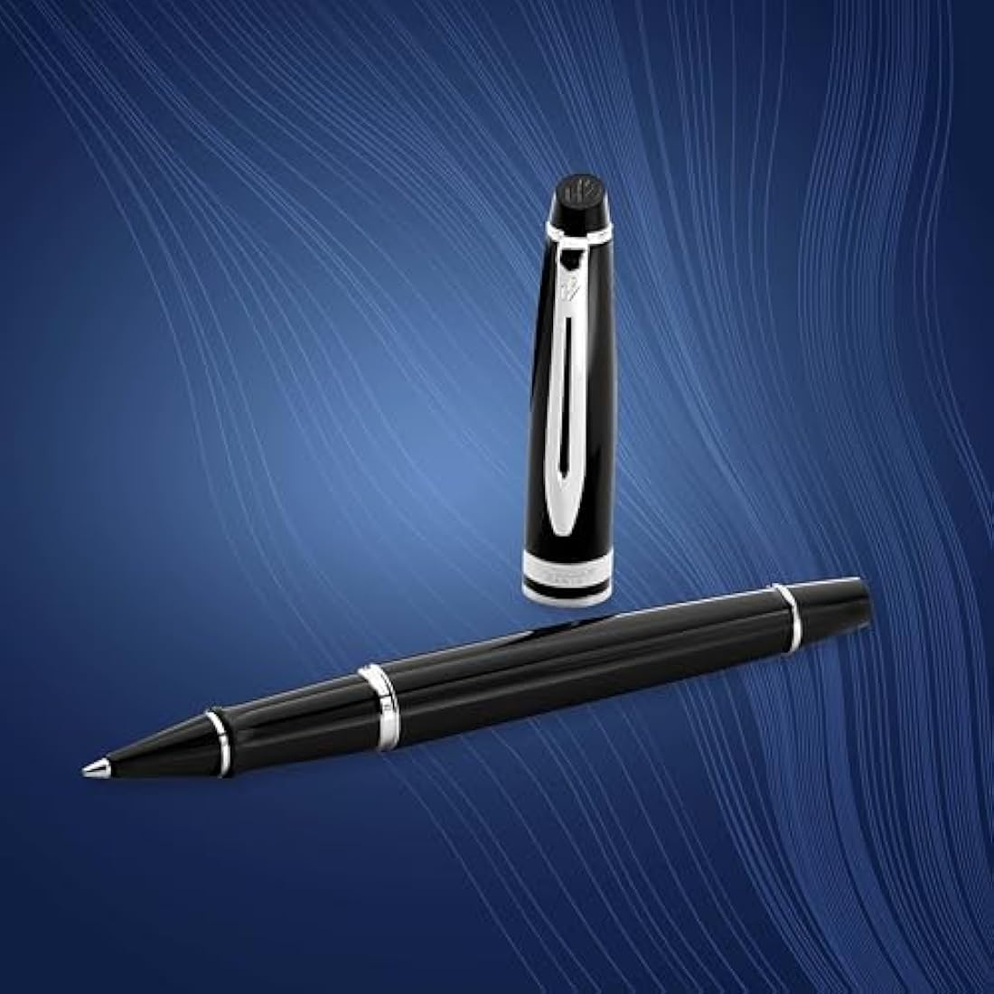 Waterman Expert Rollerball Pen | Gloss Black with Chrome Trim | Fine Point | Black Ink | Gift Box